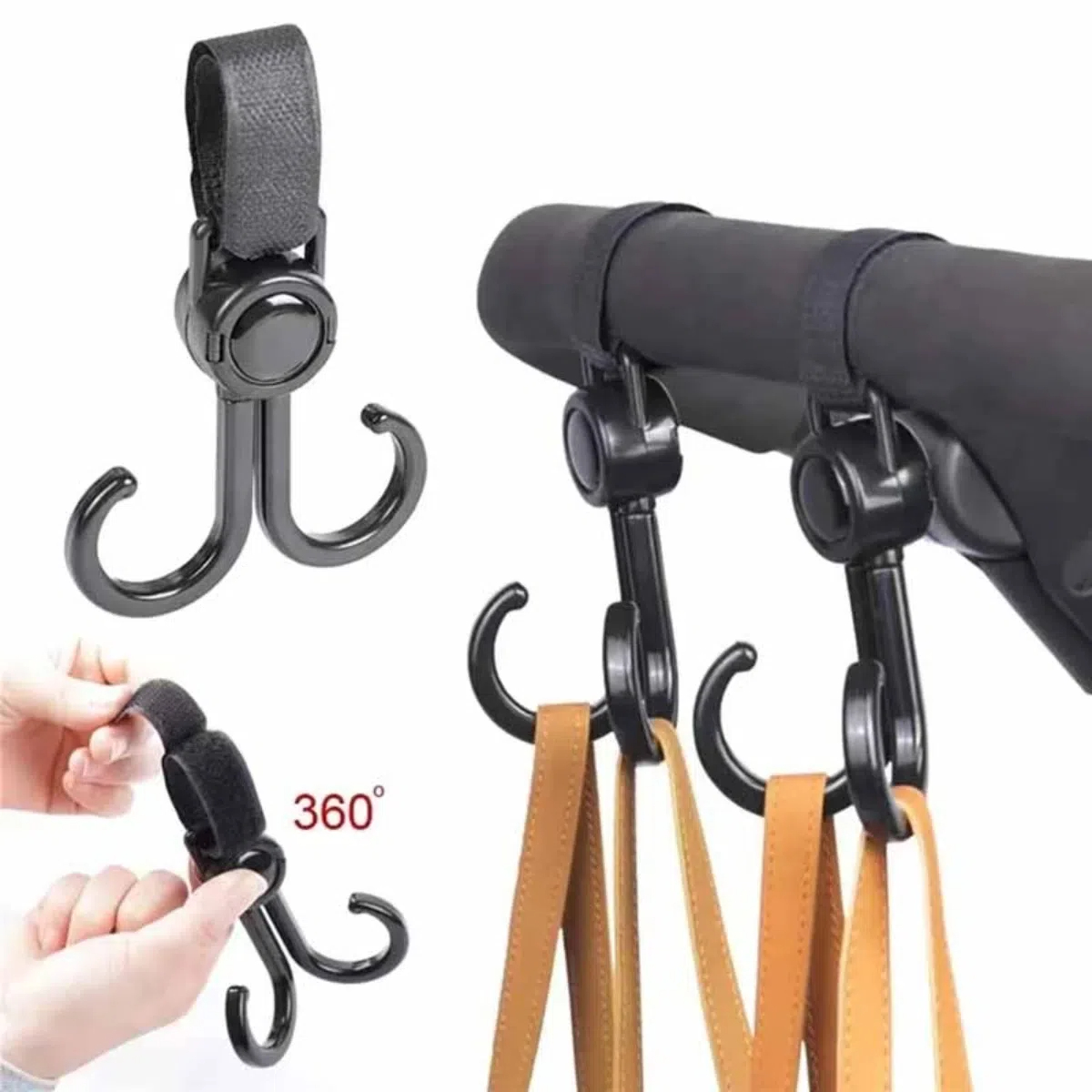 Travel Accessories With Baby - خطافات مزدوجة قابلة للدوران لعربة الأطفال