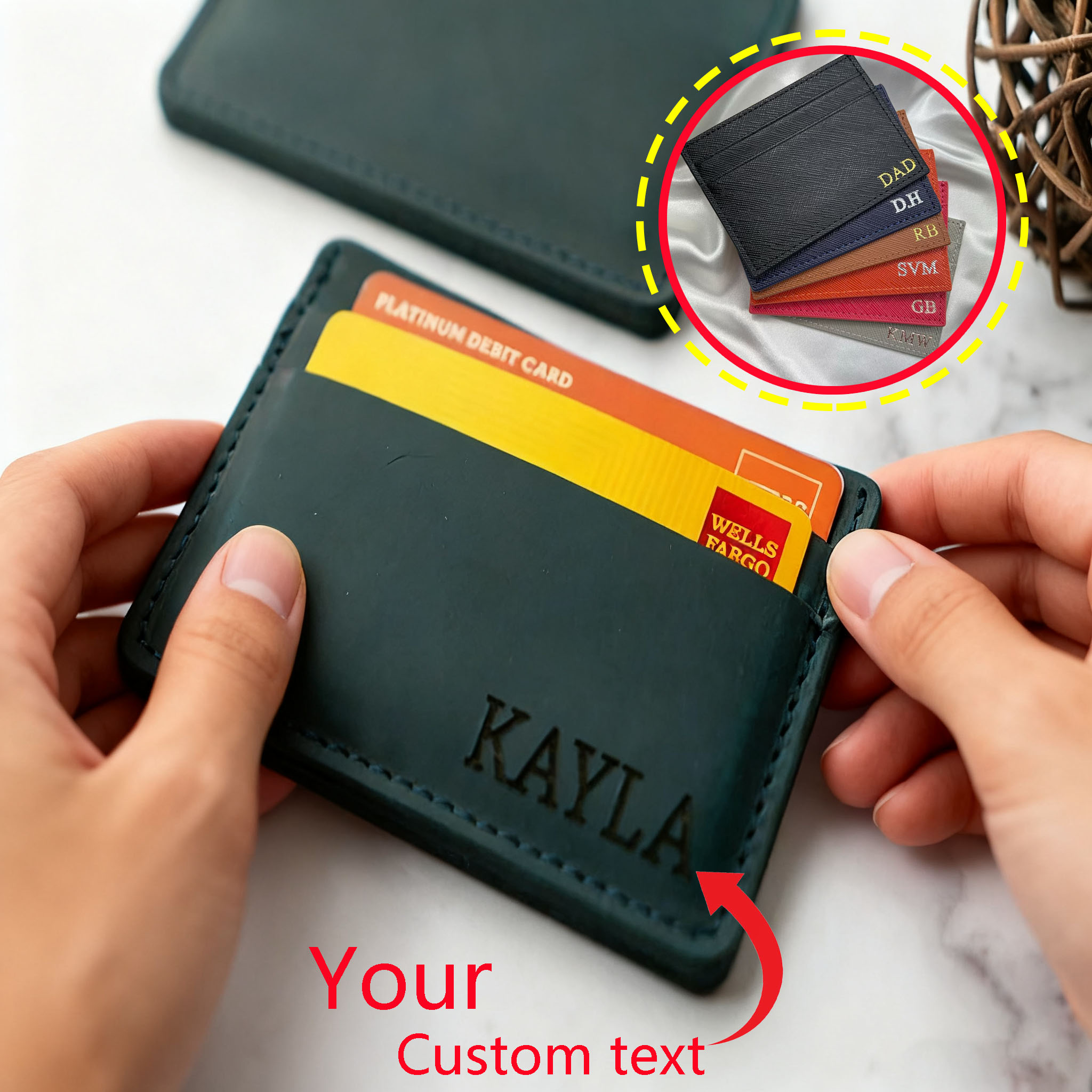 Travel Wallet Slim - مخصص الراقية حامل بطاقة الهوية الجلدية