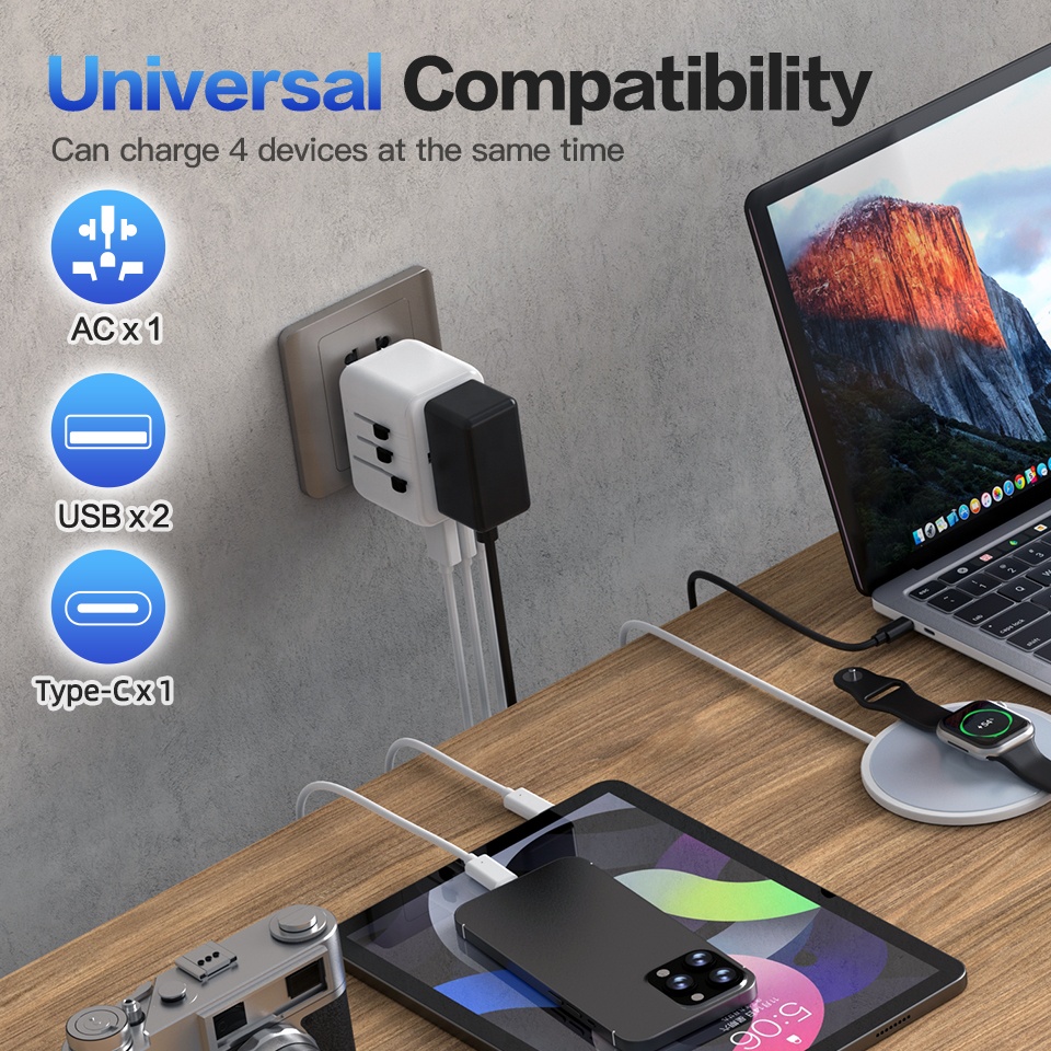 شاحن جداري متعدد المنافذ من نو - مراجعة Travel Adapter Universal وسعره