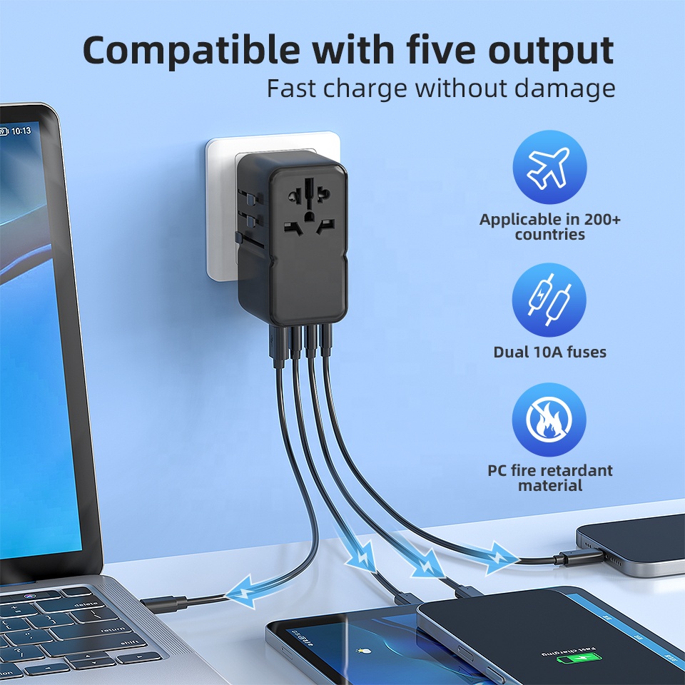 شاحن عالمي متعدد المنافذ بقوة  - مراجعة Travel Adapter Universal وسعره