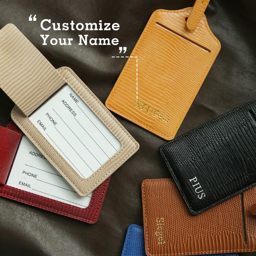 بطاقة تعريف أمتعة مخصصة من جلد - مراجعة Travel Accessories Hong Kong وسعره