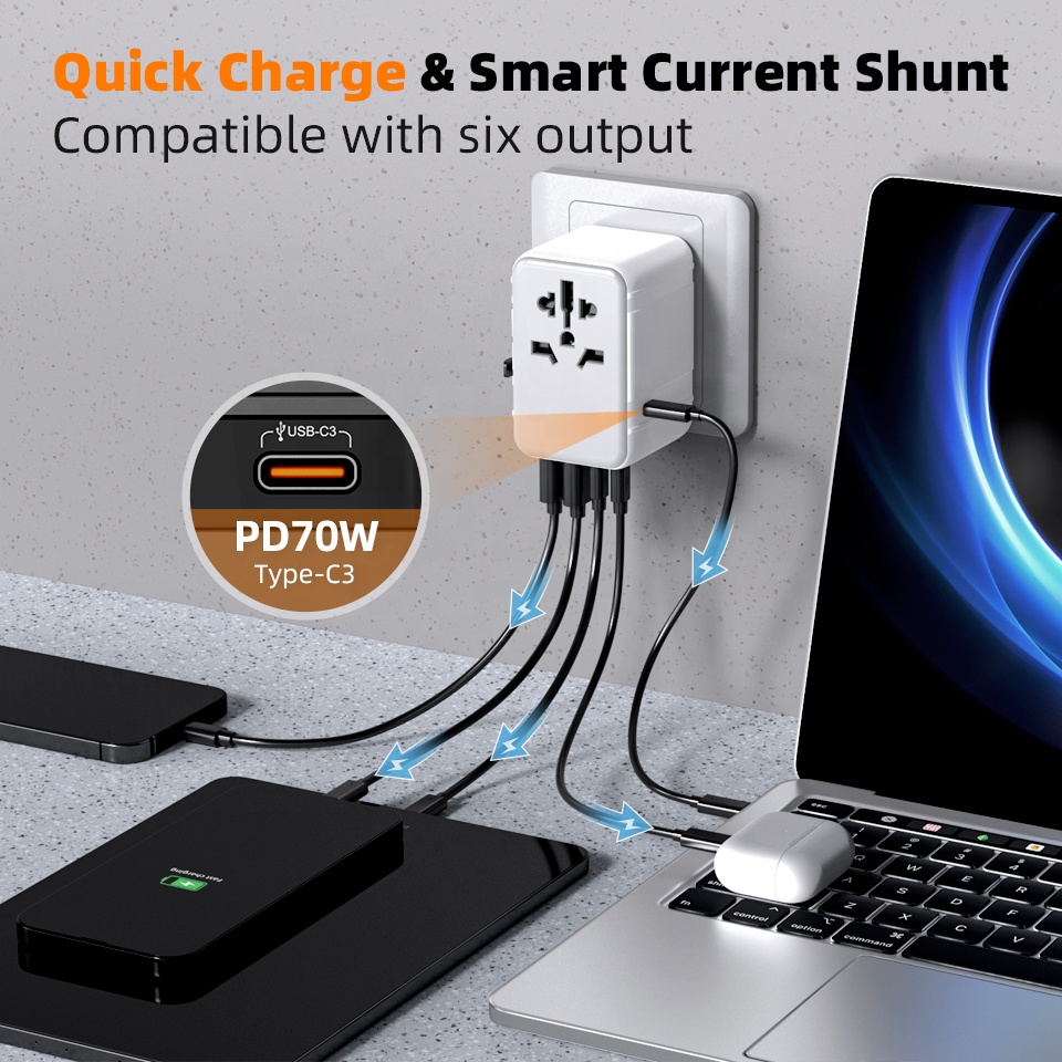 محول طاقة عالمي للسفر مع منافذ - مراجعة Travel Adapter Universal وسعره